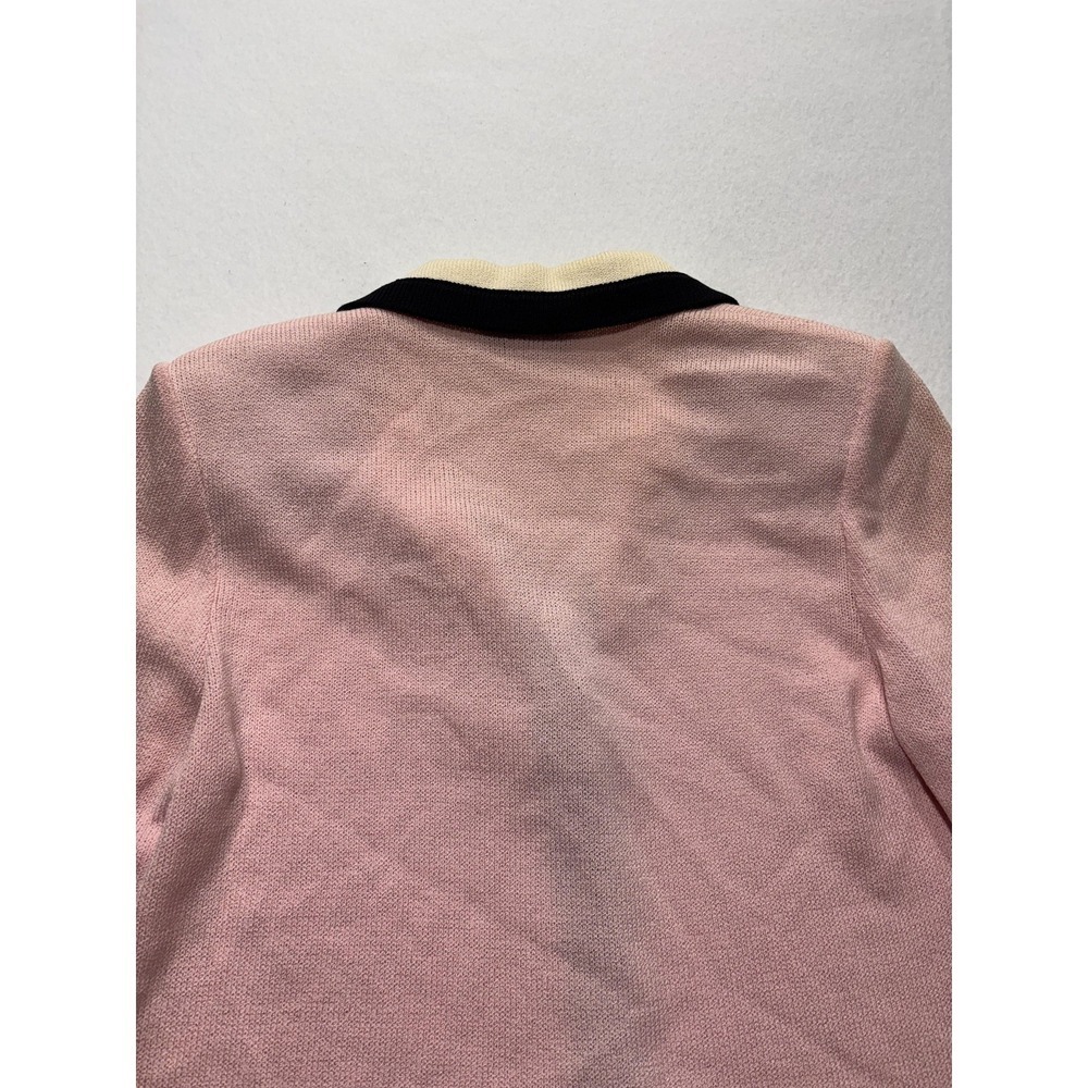 St. John Sweater Womens 6 Pink Collared Button Front Long Knit Cardigan - Picture 9 of 13